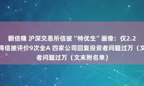 翻倍赚 沪深交易所信披“特优生”画像：仅2.27%公司获得信披评价9次全A 四家公司回复投资者问题过万（文末附名单）